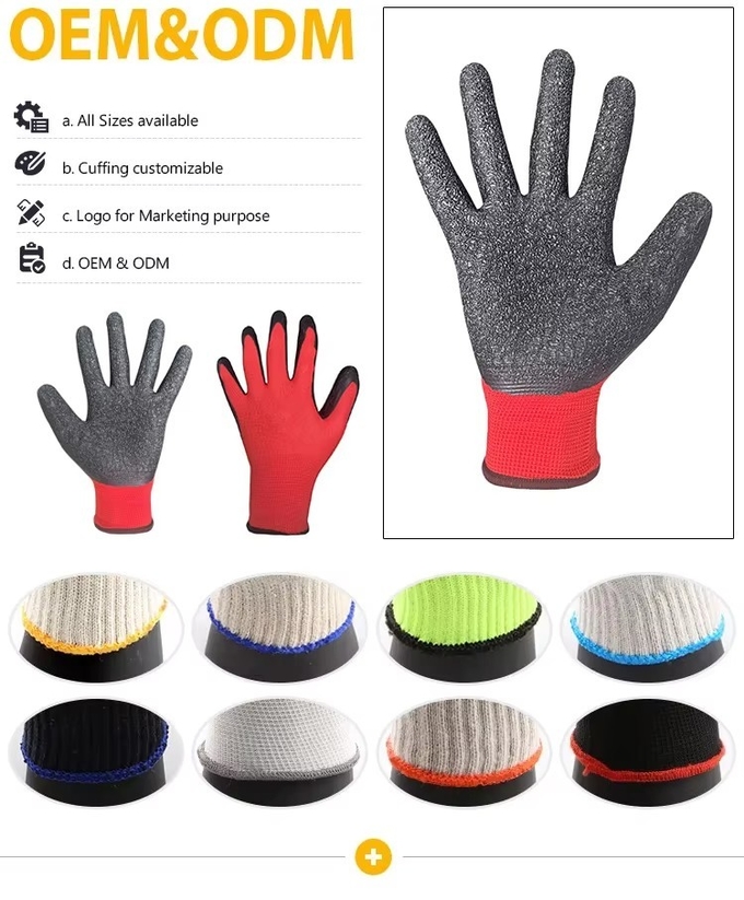 Polyester Latex Gloves Anti-Slip Construction Labor Non-slip Hand Personal Protection Garden Work Gloves