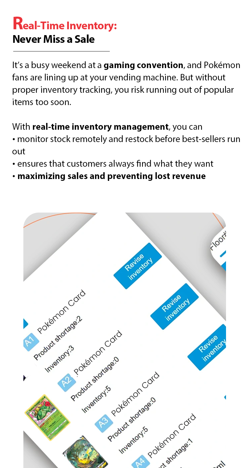 Pokemon TCG Vending Machine with 55 Inch Touch Screen, Cashless Payment, and Large Capacity