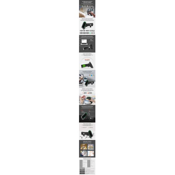 2024 Luckydoor Hot Selling 2D USB for Bluetooth Wireless 2.4G QR Code Reader A4 Size CMS Light Source for Scanning Com Stock