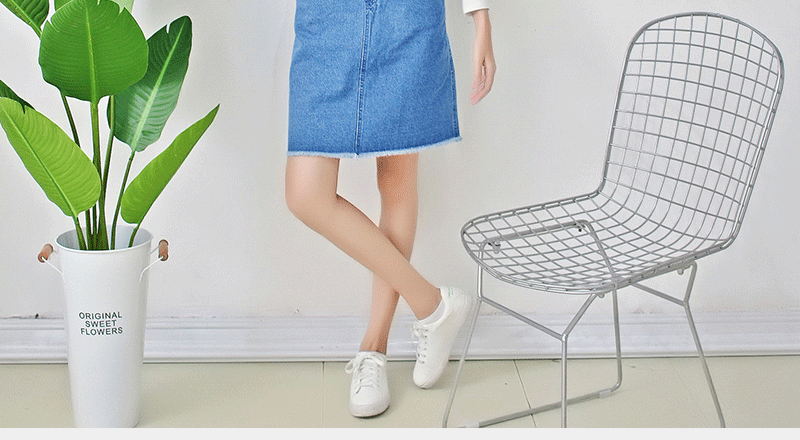 Casual Wear Jumpsuit Suspender Skirt For Women , Denim Medium Length Dress