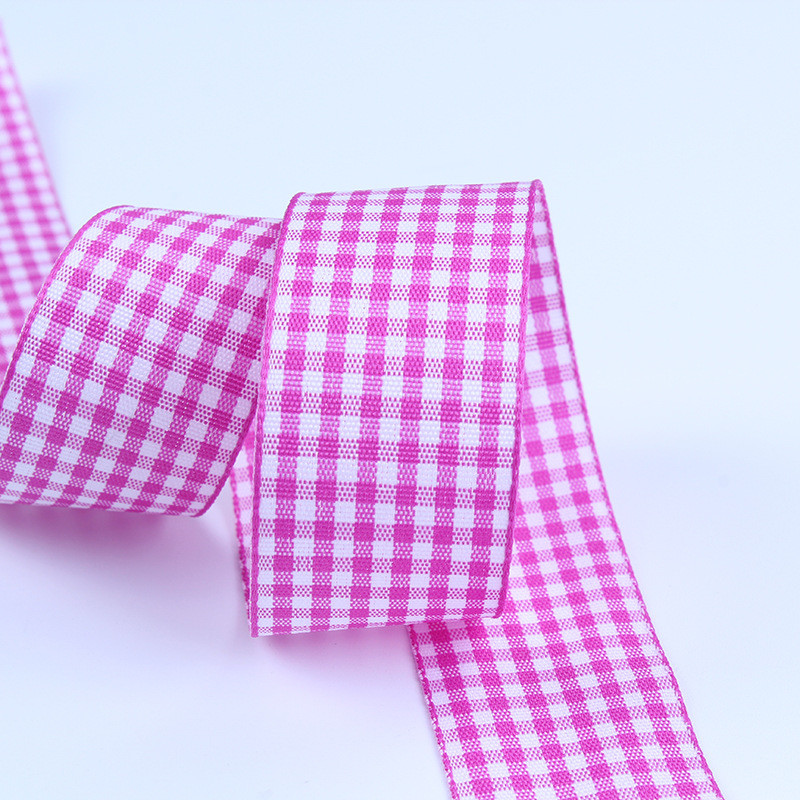 2.5cm Polyester Plaid Ribbon for Gift Packing and Chocolate Box Ribbon Bow Decoration