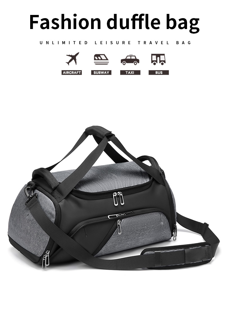 Solid Color Foldable Packable Duffel Bag Antifouling Multi Compartment