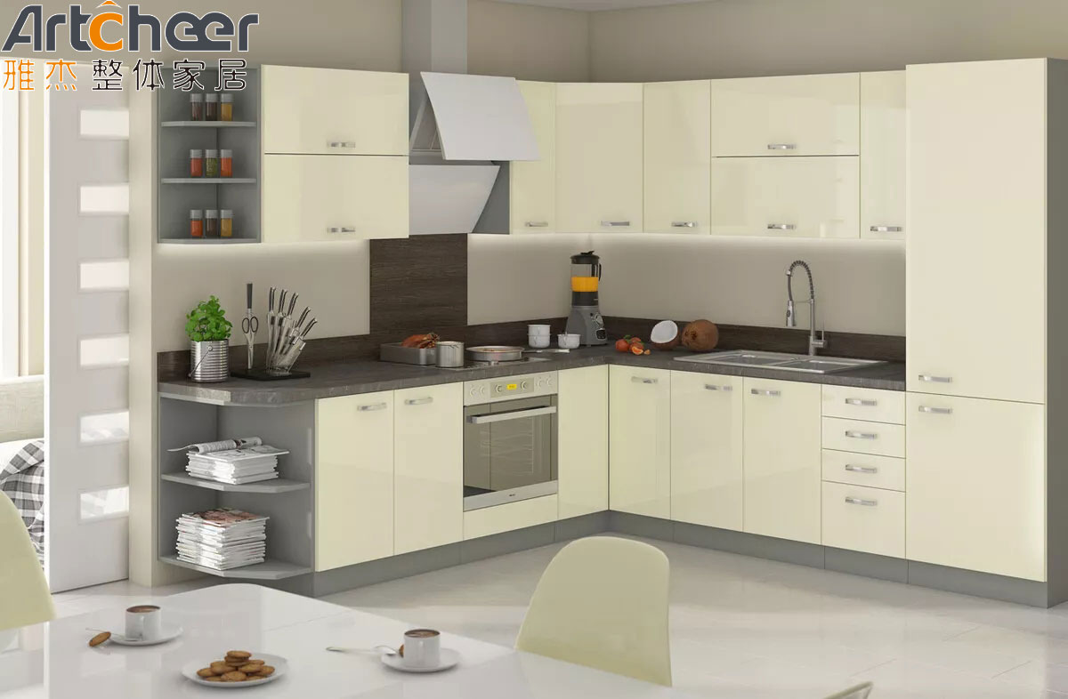 Villa Kitchen Granite Top Cupboard with Beveled Edge Countertop and E0 Grade Material