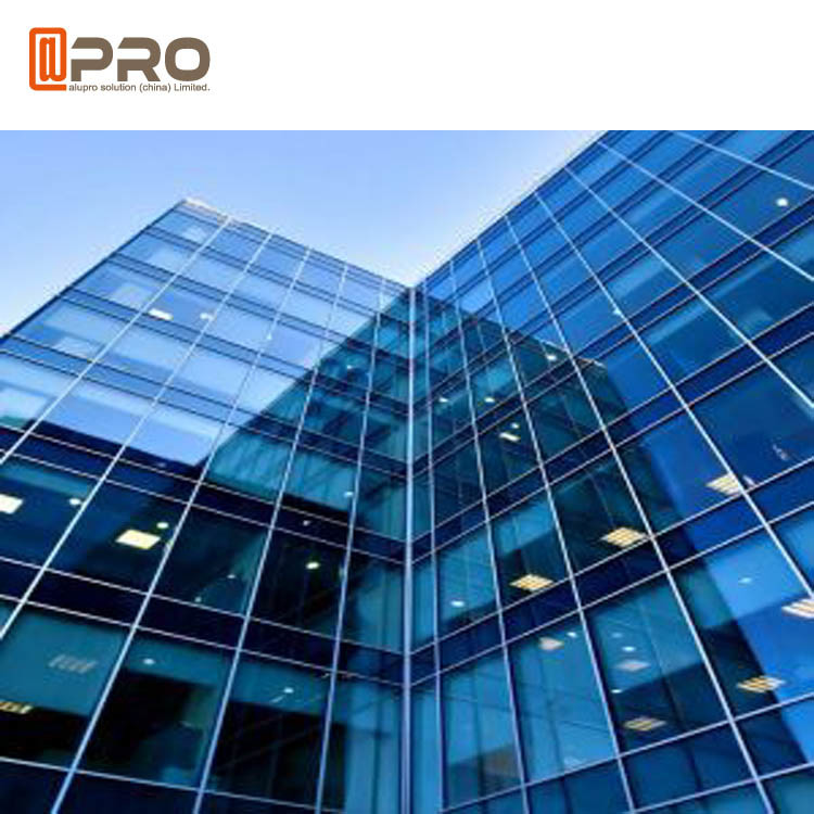 Tempered Glass Aluminium Curtain Wall With Logo And Pattern Printed