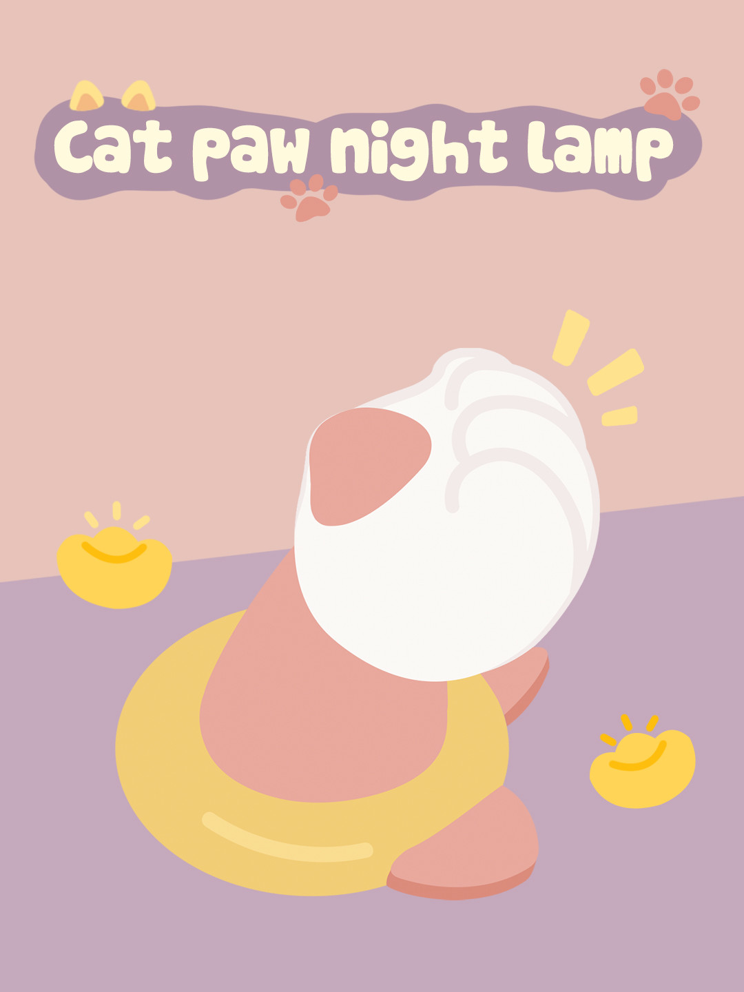 Cat Paw Night Light with Battery Power Source and Multifunctional Design