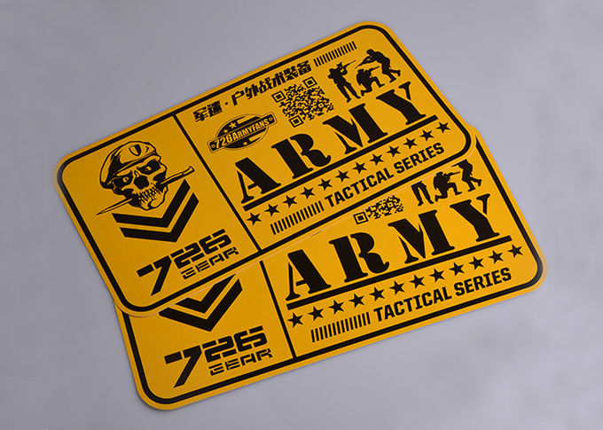 Print yellow and black color outdoor UV resistant army tactical series advertising stickers decals custom
