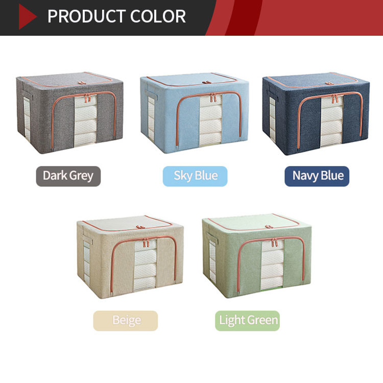 CE Cotton Linen Foldable Cloth Box Stackable Capacity 66L Practical Multipurpose Use