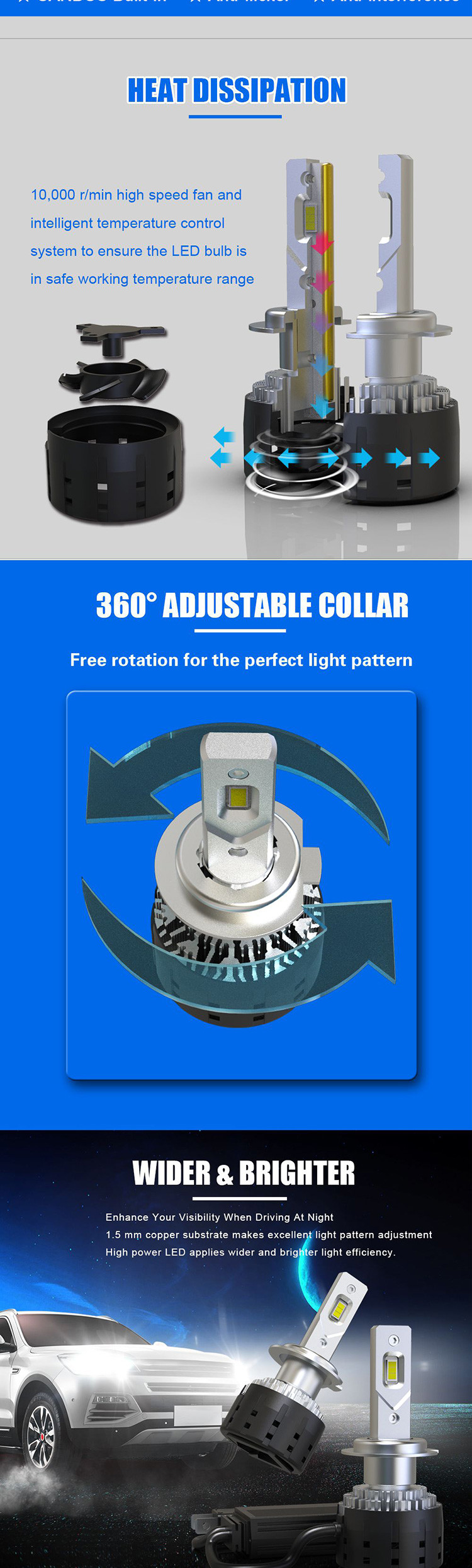 12 Volt H1 Car Headlight Bulbs 6500k 50000H Working Lifetime