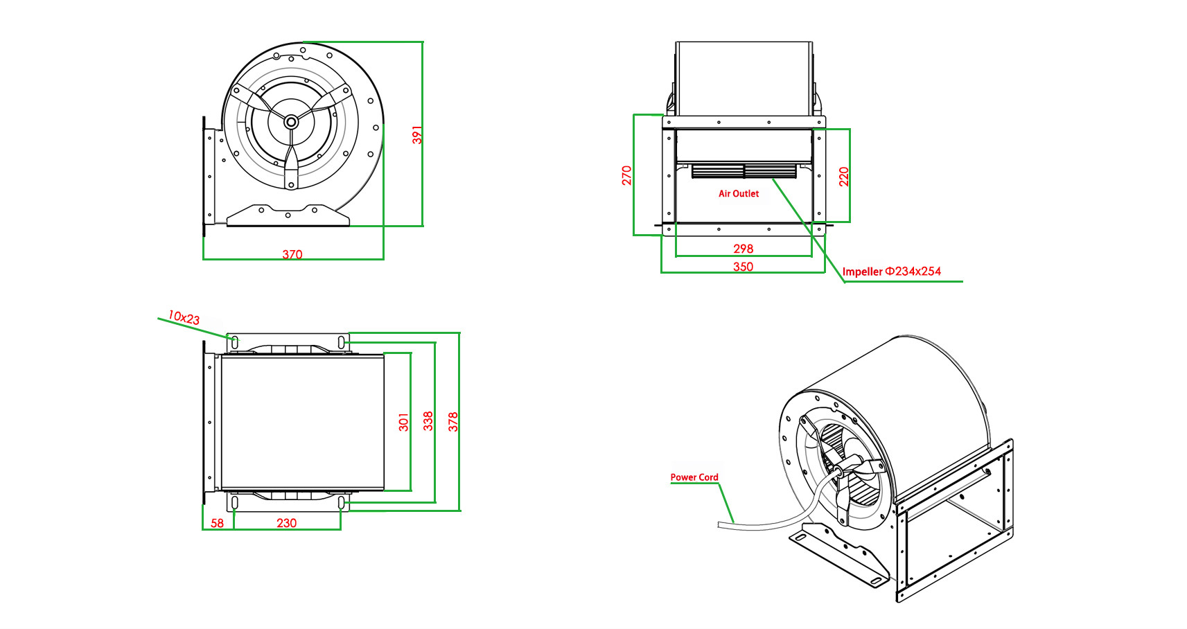 Forward Curved High Pressure Radial Blower Double Inlet Centrifugal Didw Fans KDT Series