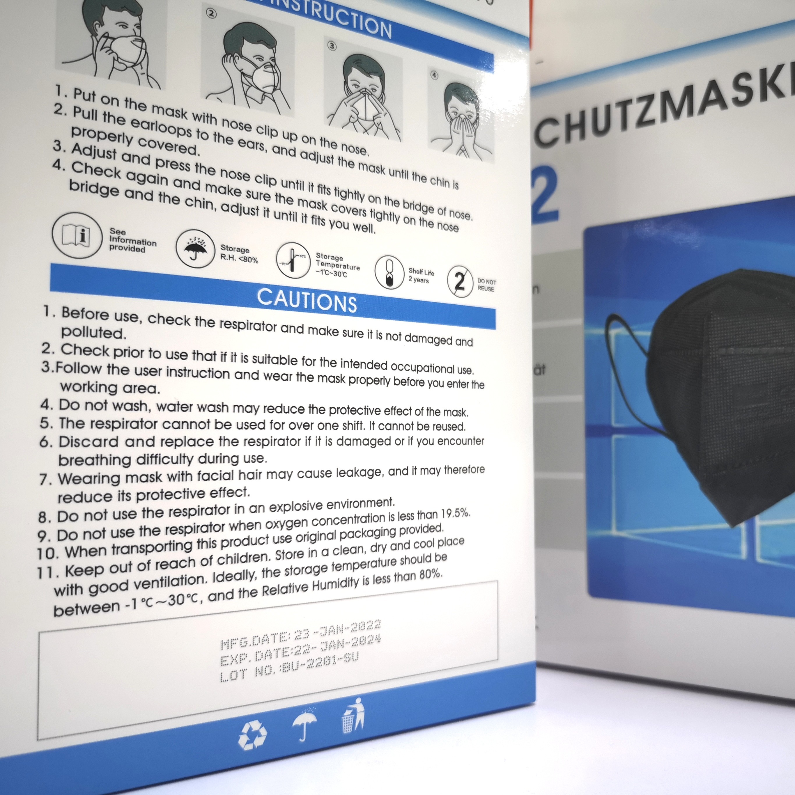 Spanish FFP2 Face Mask , Mask Respirator FFP2 CE 0370 In Spanish Packing Box , FFP2 Protective Mask In Spain