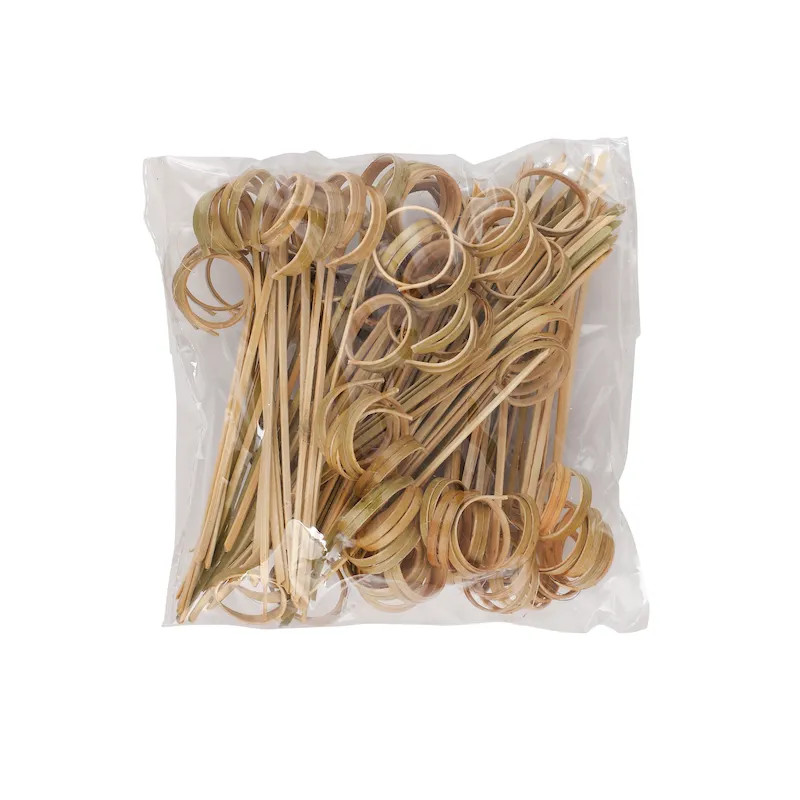 Disposable Black Ring Bamboo Cocktail Skewers Picks 12cm For Appetizer