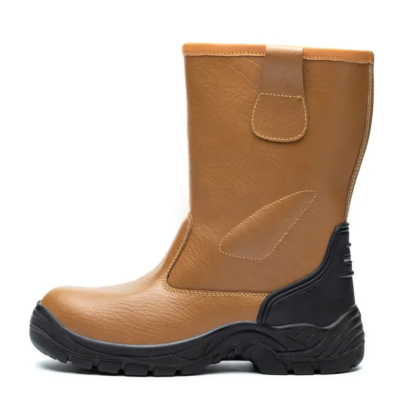 Genuine Leather Security Work Boots Yellow Oil And Water Resistant Work Boots