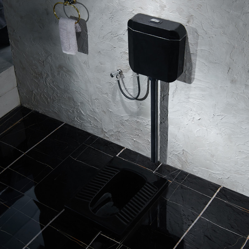 Bathroom Matt Black Ceramic Squatting Pan Satin Surface Finish