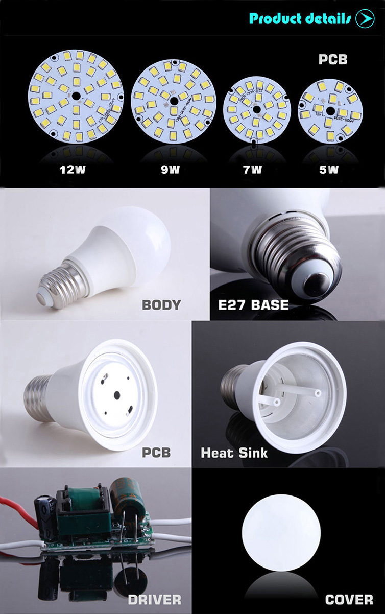 7W led bulb E14 E27 B22 China led light bulbs