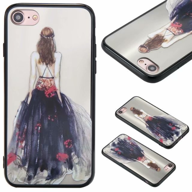 iPhone Leather Varnished Embossed Protective Case with Goddess