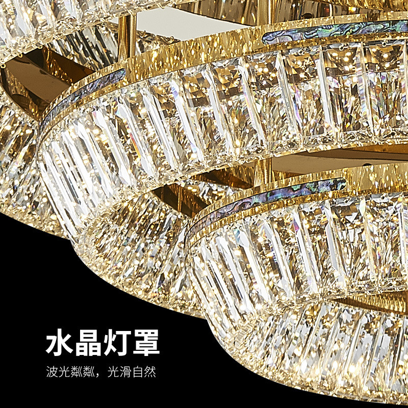45W 75W 135W Circular Crystal High Ceilings Chandeliers Light Crystal Round Lamp
