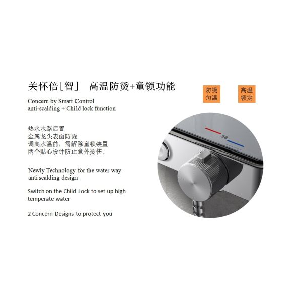 thermostat controlled shower valves AT-H011 thermostatic shower panel with bracket Foshan factory wholesale