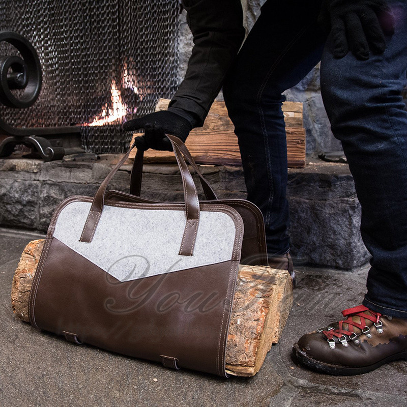 Collapsible Log Carrier Bag , Wear Resistant Firewood Carry Bag