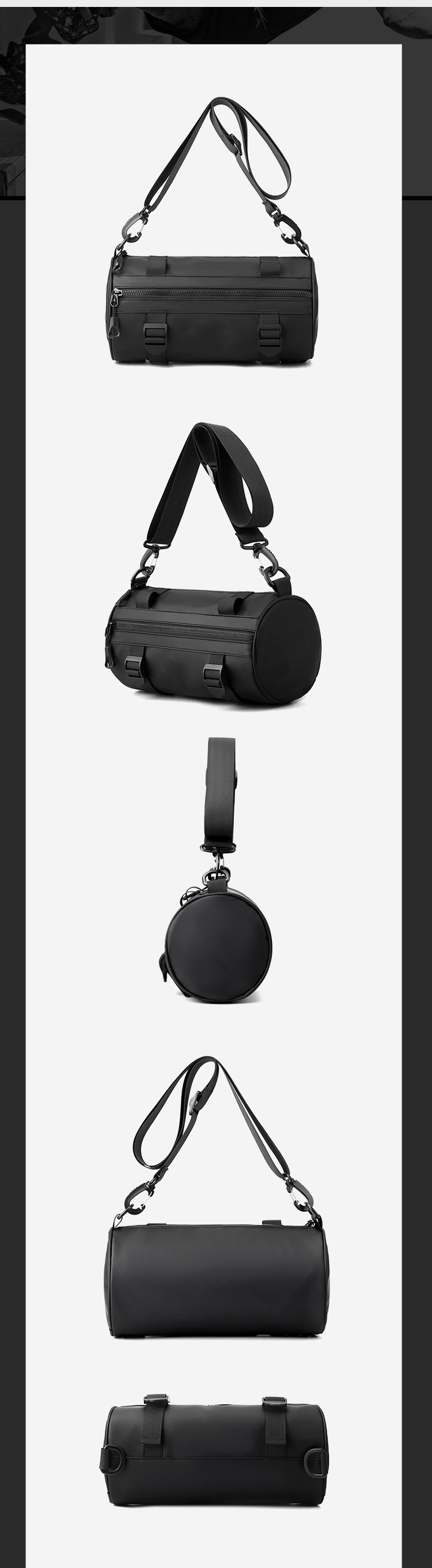 Men's And Women's Barrel Shaped Drum Bag Waterproof Crossbody Bag Custom Design