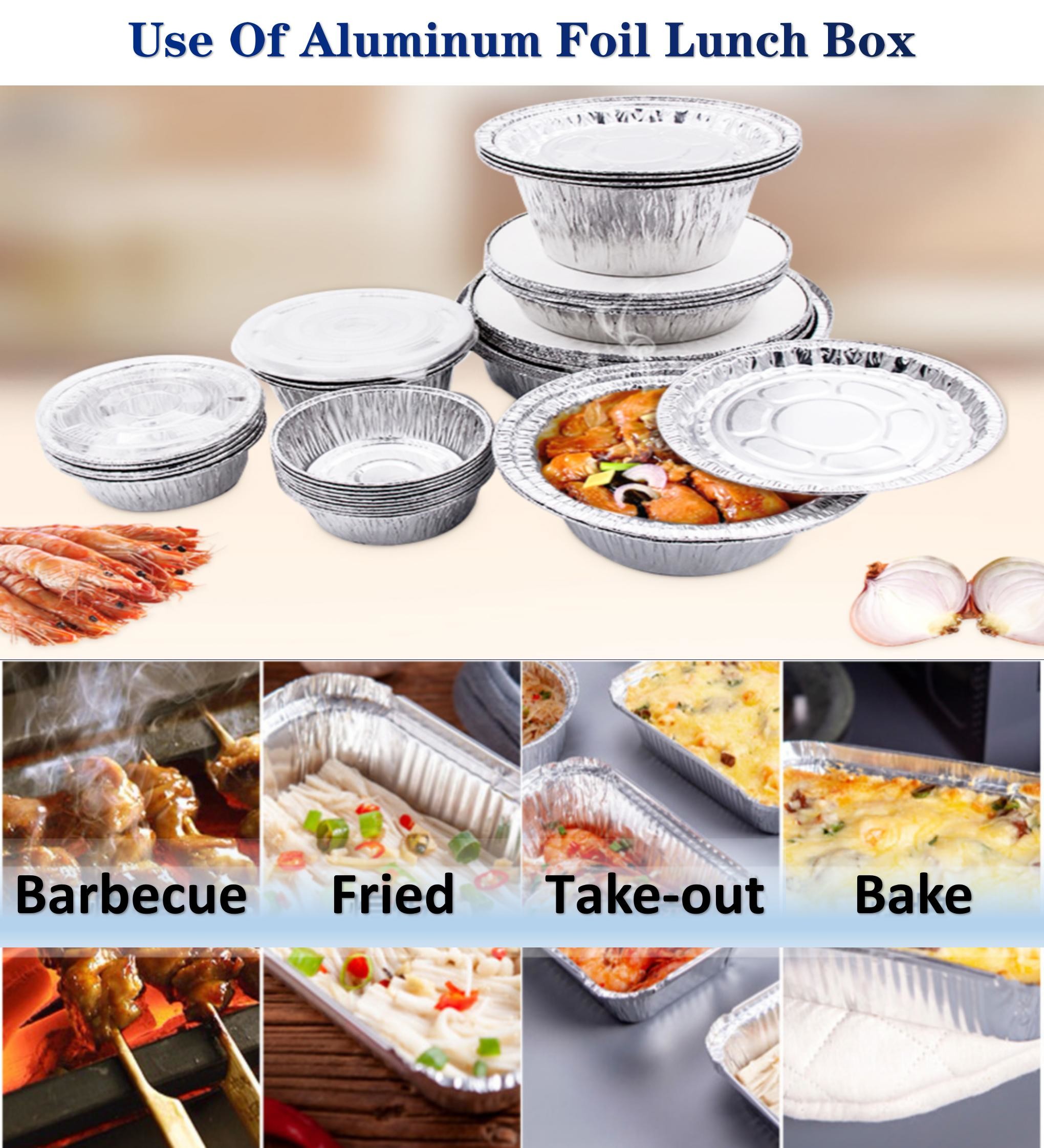 8 Inch Foil Lunch Box Container With Cover 215*175*43mm Manufacturer BBQ Takeout Food Container