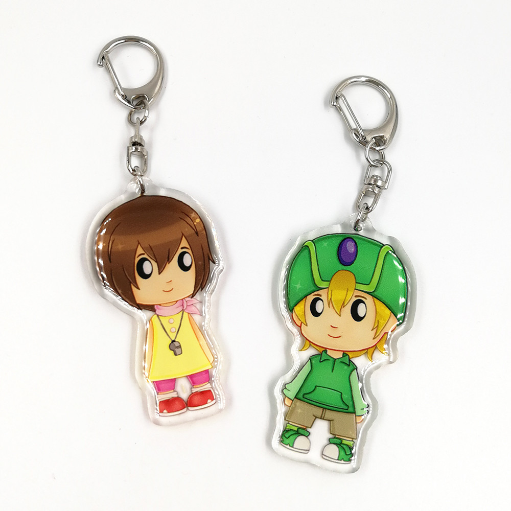 Custom anime acrylic keychain printed acrylic phone charm keychain with glitter epoxy