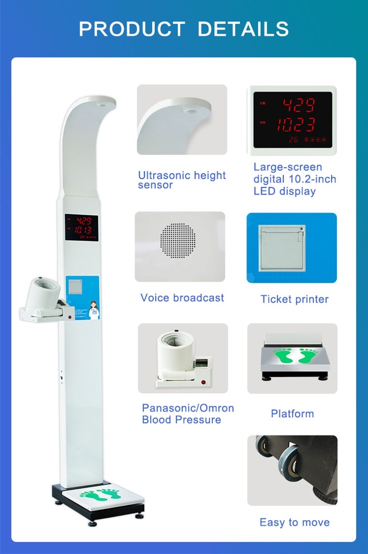 Coin Pusher Medical Height Weight Blood Pressure Scale Digital Led Display