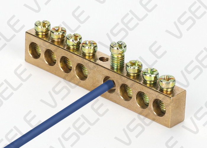 Brass Bus Bar Copper Row Wire Grounding / Power Distribution Terminal Bus Bar