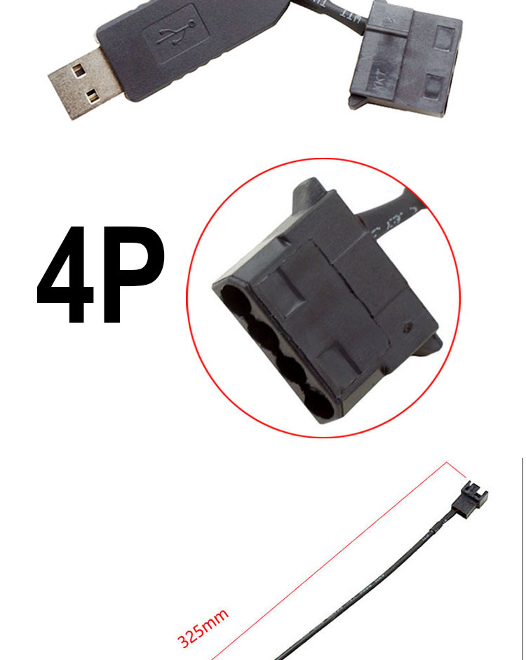 USB 5V to 12V Voltage Step Up 3 Pin and 4 Pin PC Fan Power Adapter Cable