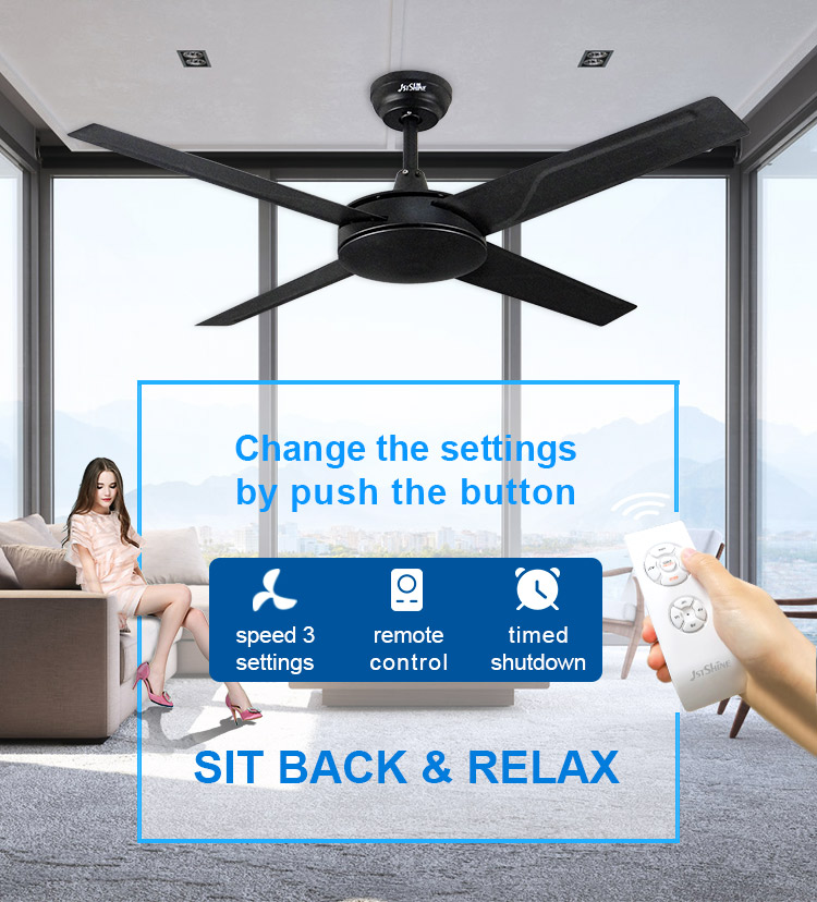 European Style Commercial Engineering Ceiling Fan Metal Blade for Silent Living Room