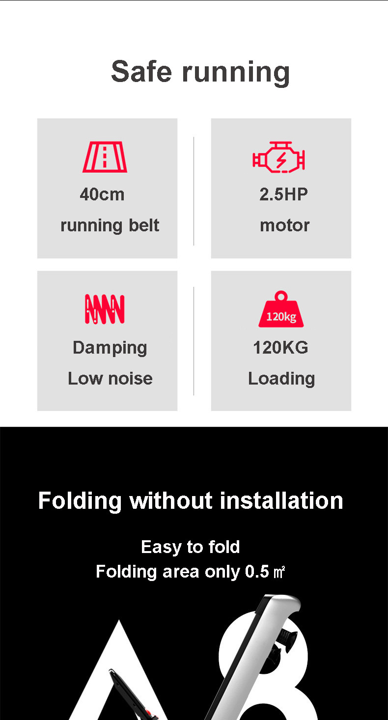 Home Use Anti Slip Foldable Mini Treadmill 1.0 - 12km/h