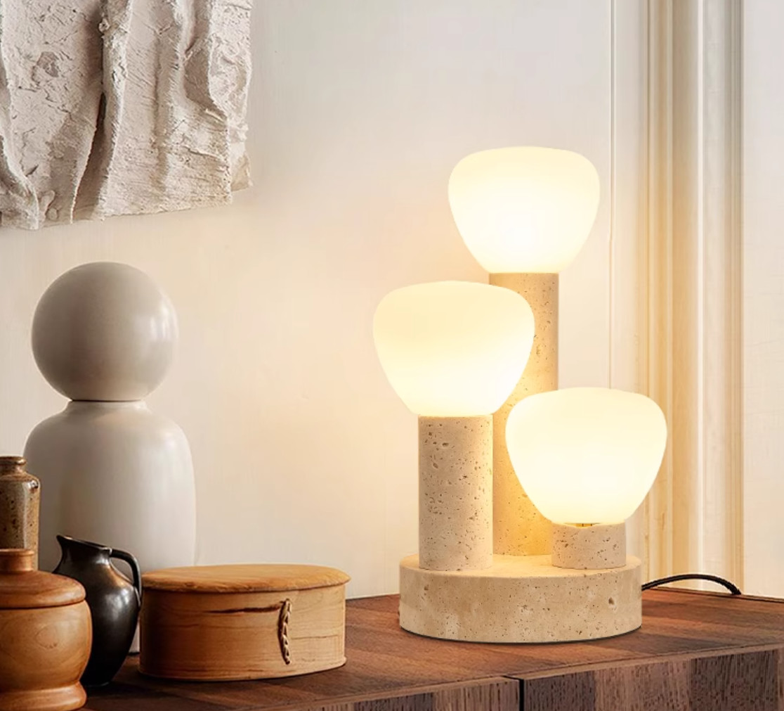 Yellow travertine wooden table lamp bedroom for home decorator interior stone table lamp