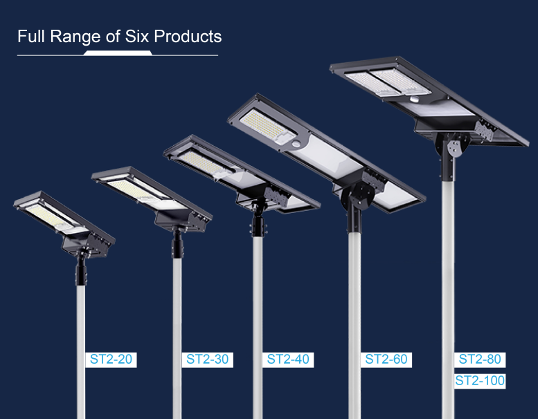 Angle Adustable Integrated Solar Street Light Aluminum 30w 40w 60w 7500K