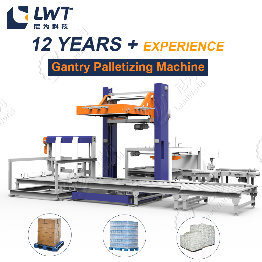 Automatic Gantry Case Palletizer Machine Tray Barrel Case Carton Bag Packing Palletizer