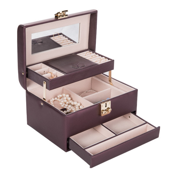 Luxury Velvet Leather Travel Jewellery Box , Fine Personalized Travel Jewelry Case