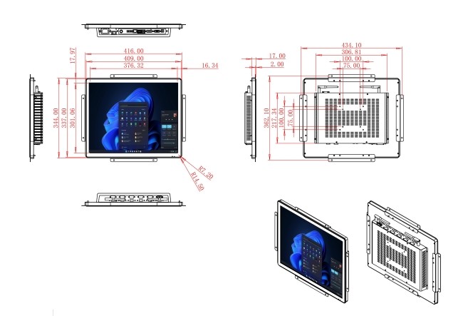19-Inch Windows Embedded Monitor for Public Transit Systems, Smart Manufacturing, Environmental Monitoring, and Event Space