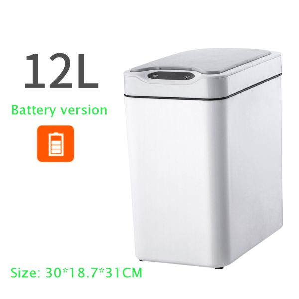 12L White Circular Touch Bucket Charging Dual-purpose Intelligent Motion Sensor Recycling Bin