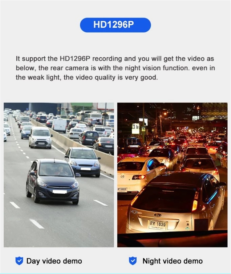 AHD 720P Vehicle Truck 9.66 Inch Screen Dash Cam Recorder DVR 4CH