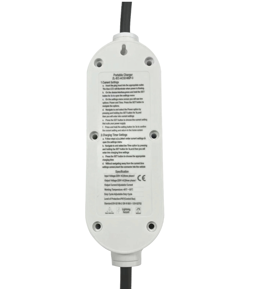 Portable GB/T Mobile Electric Car Chargers 16A 11kw Type 2 Charger With LCD Display