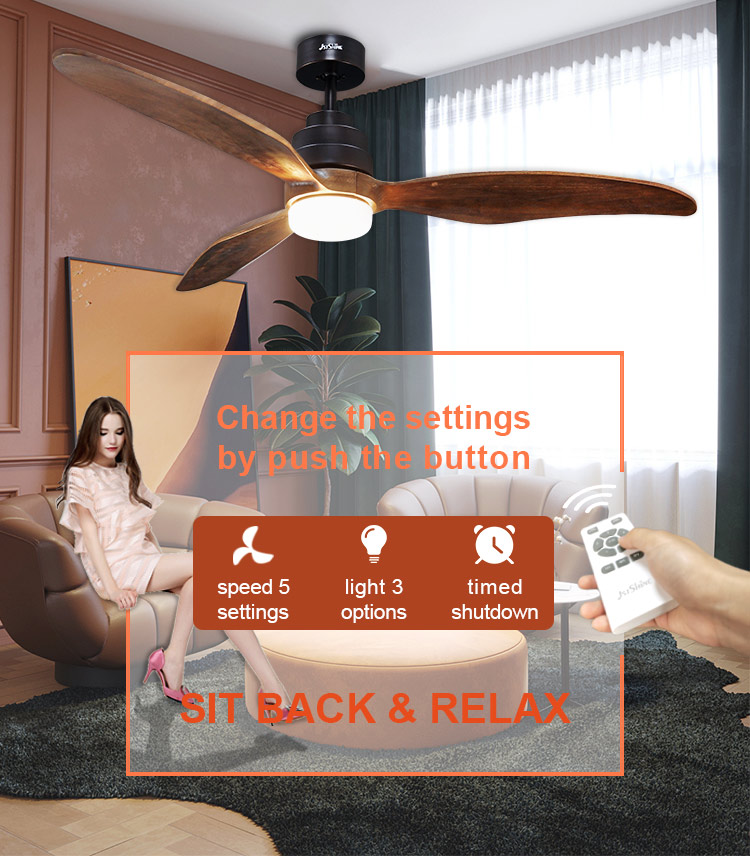 Standard Wind 52" Ceiling Fan with DC Motor LED Lights and Remote Control by 1stshine
