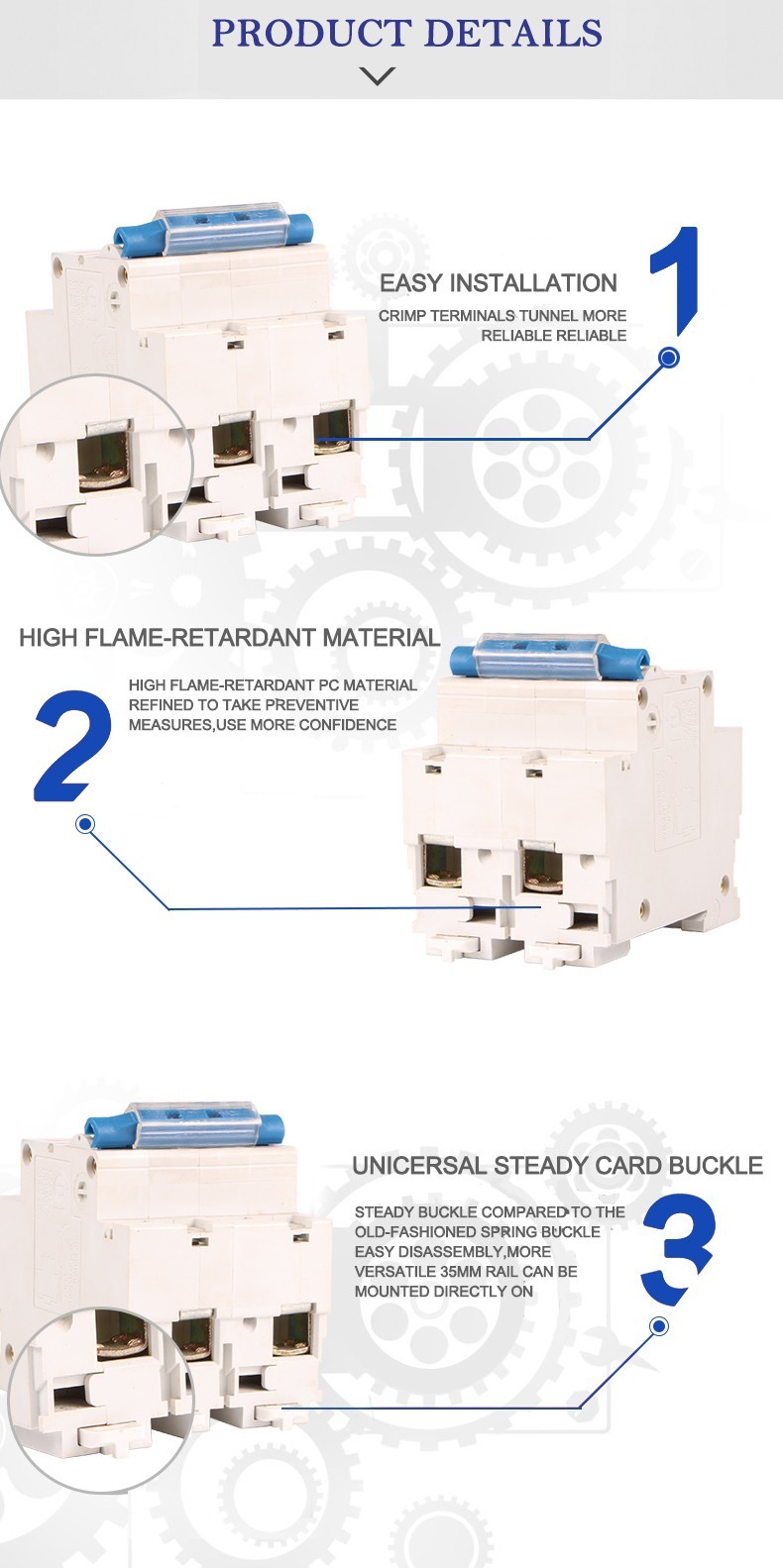 CCC Motor Protective 400V 6KA D Curve Circuit Breaker for house lighting
