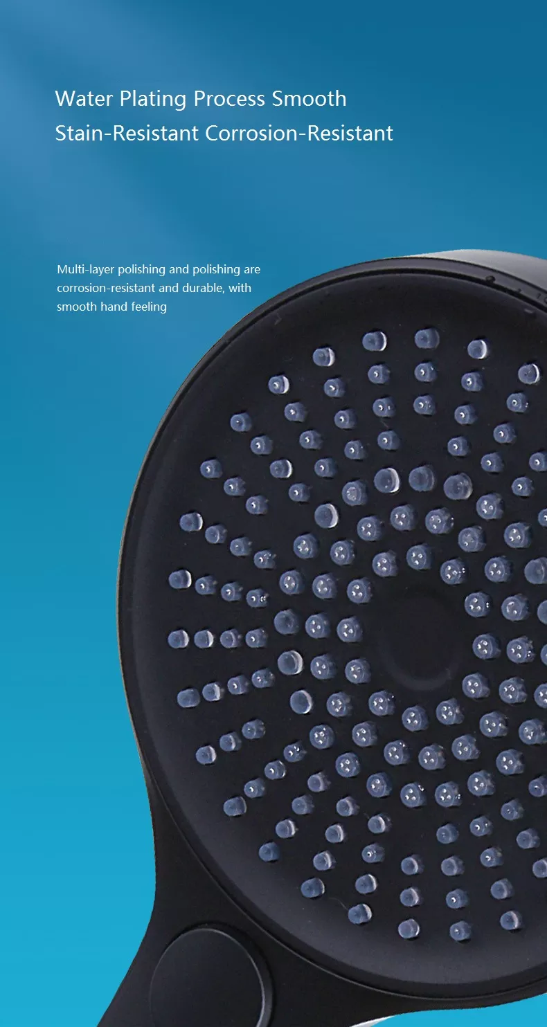 Fashion Style High Pressure Round Matte Black ABS Plastic Rain Shower Head For Bathroom