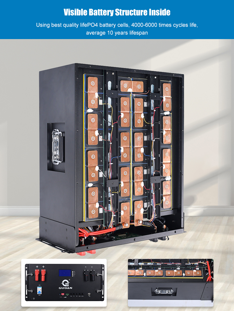 5U Desktop Energy Storage Cabinet for Solar Panel System with 48V 10KW 200AH Battery Pack