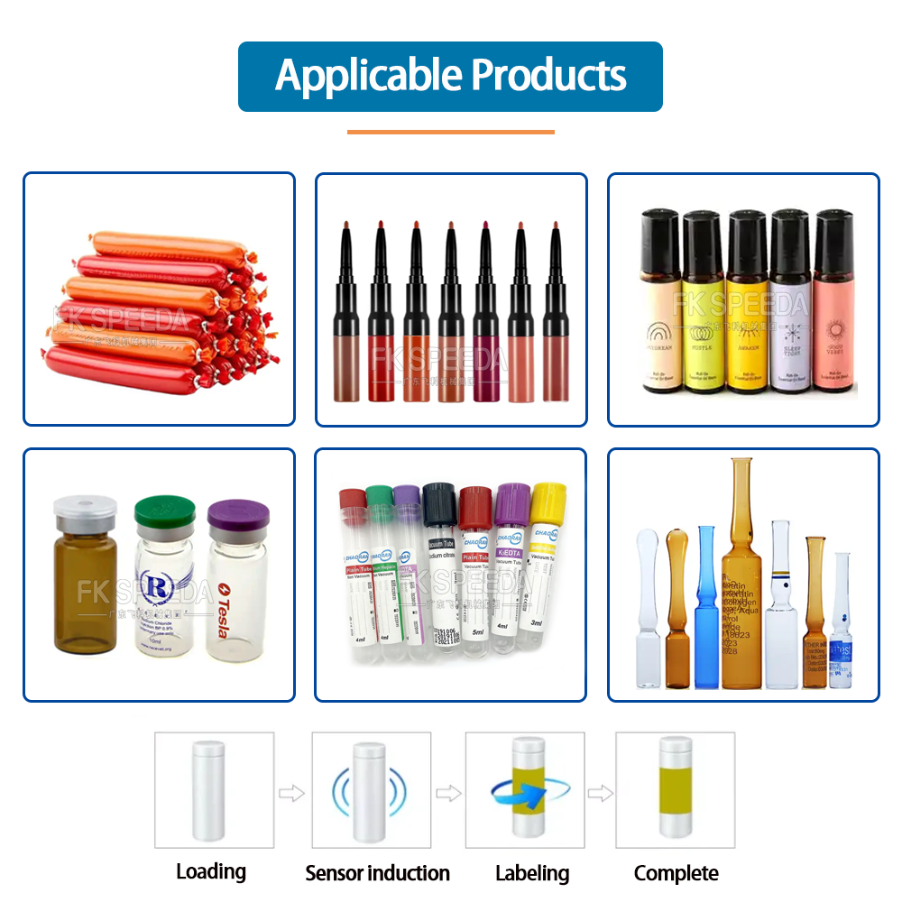 Horizontal Lip Balm Syringe Glass Tube Vial Labeling Machine for Case Packaging Type