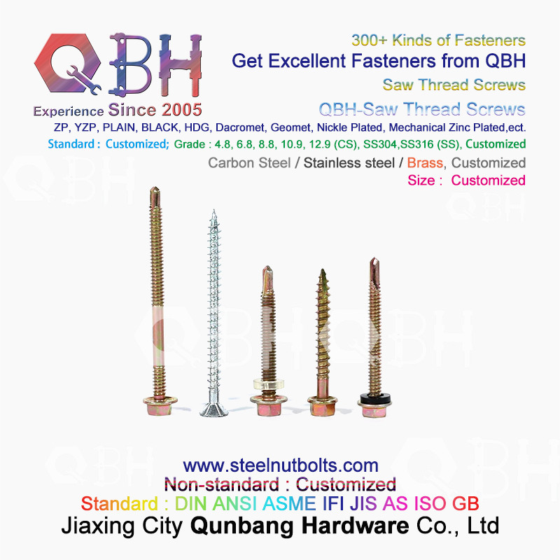 QBH Yellow Zinc Plated YZP Socket Notch CKS Countersunk Head Self Drilling Screws