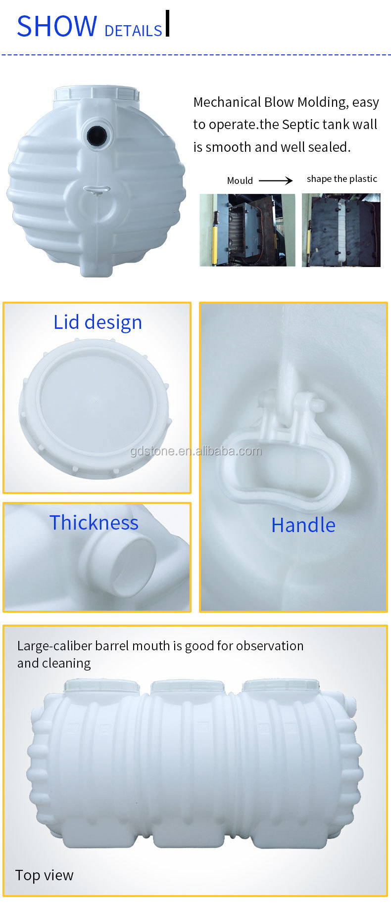 850*1750mm RV Septic Storage HDPE Plastic Water Tanks 1800mm 1850mm 1950mm