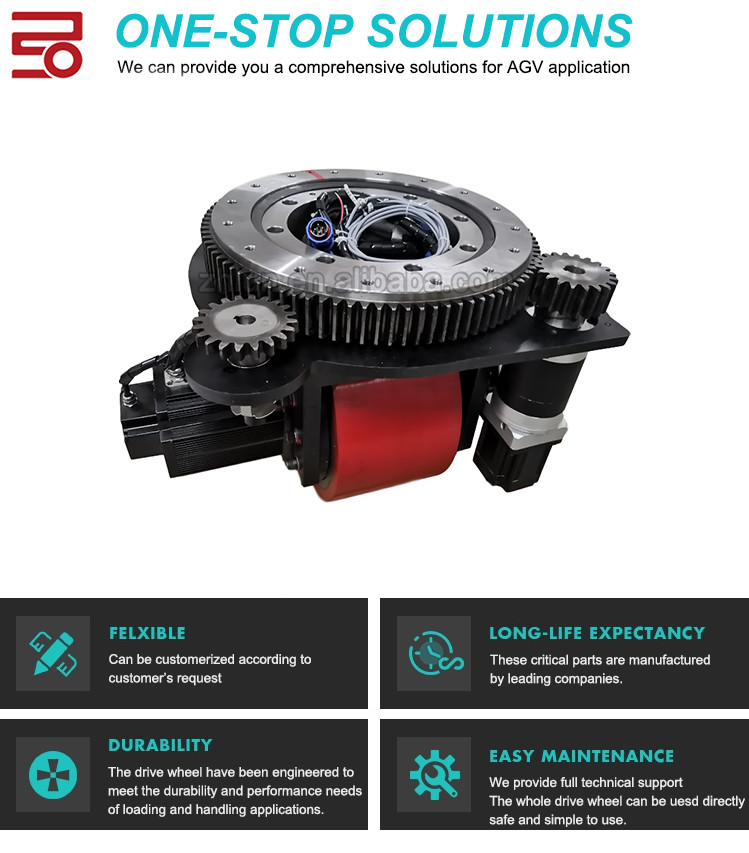 Agv Polyurethane Motor Drive Heavy Duty Robot Wheels 4000kg Load With Brake