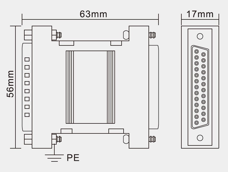 12V Data Protection SPD For 25- Pin Male To Female With 25 Way D Sub Connector
