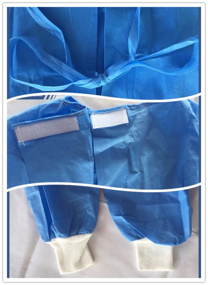 Blue Disposable Surgical Gowns Sterile Reinforced Knitted Wrists Gowns ISO CE FDA Approved