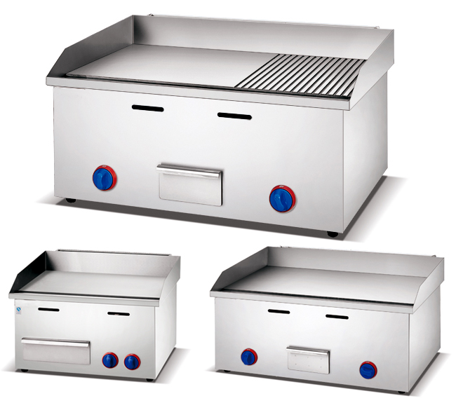 CE Kitchen Gas Griddle With 1/3 Grooved Grill For BBQ Restaurant Two Stove