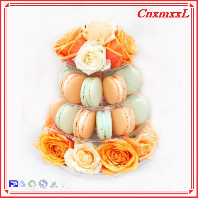 OEM Clamshell 4 Tier Macaron Tower Display Stand For Cake Decoration